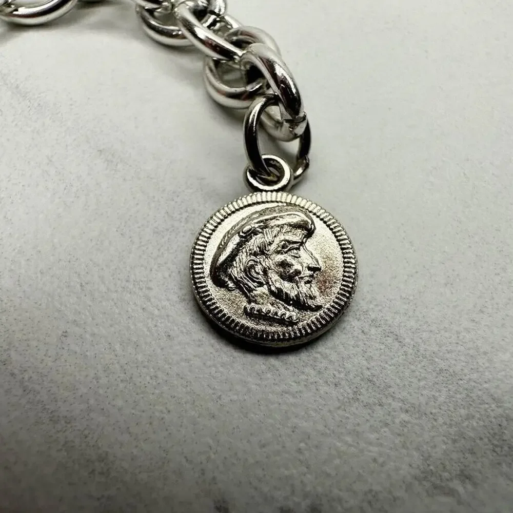 Silver Tone Chain Belt Coin Charm Y2K Festival Style Extra Small/Small ✨